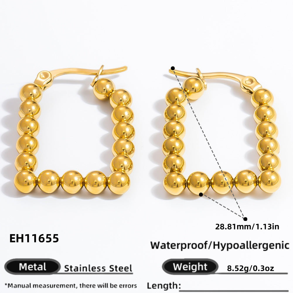 Fashionable Titanium Steel Heart Shaped Earrings with 18K Gold Plating