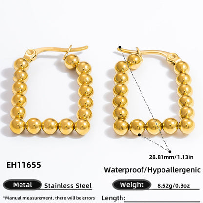 Fashionable Titanium Steel Heart Shaped Earrings with 18K Gold Plating