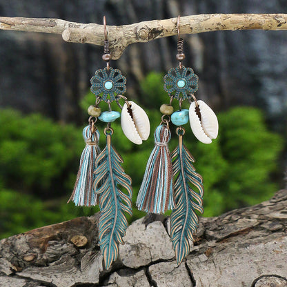 Vintage Bohemian Tassel Drop Earrings Geometric Alloy Jewelry