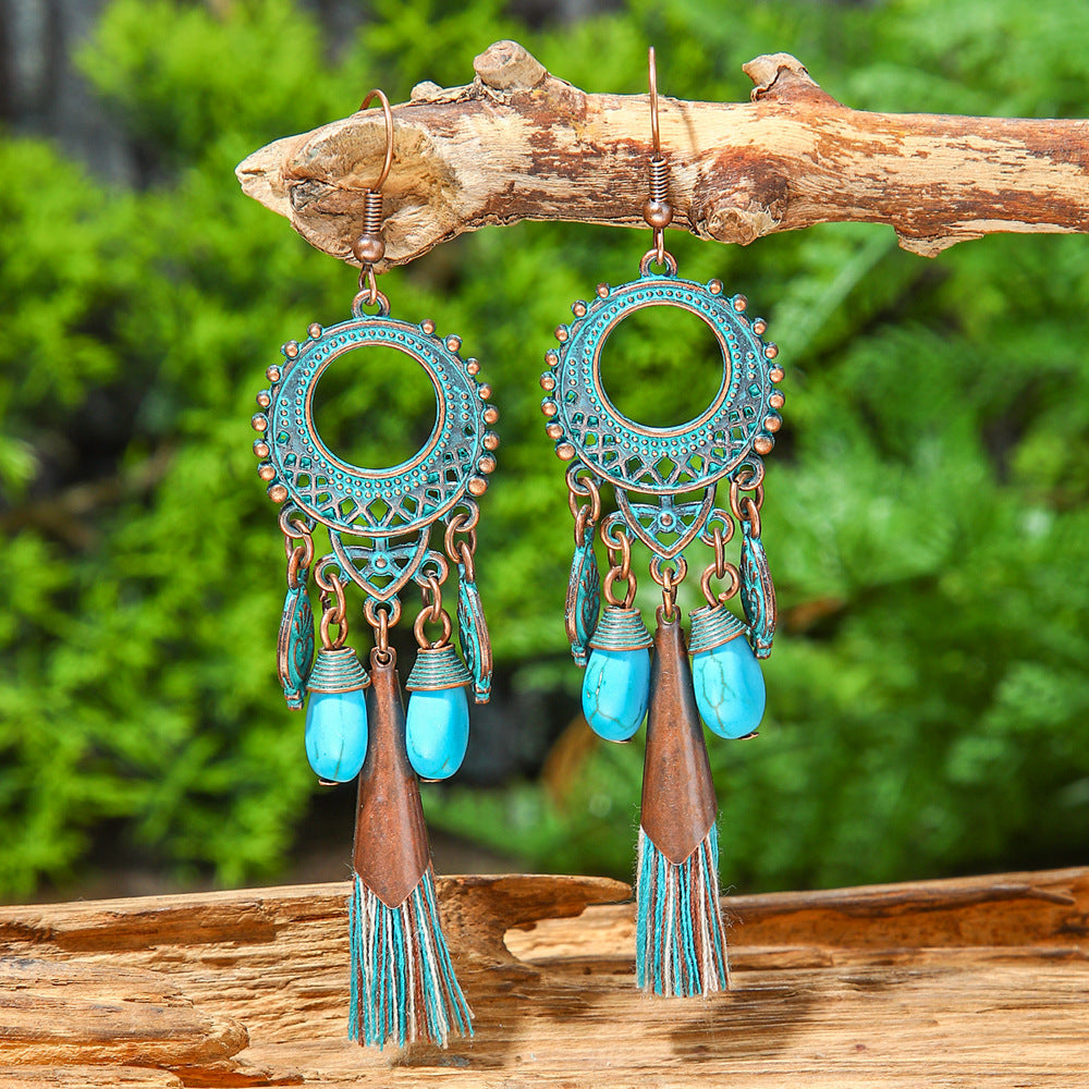 Bohemian Vintage Tassel Earrings Set Handmade Zinc Alloy Accessories