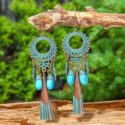 Bohemian Vintage Tassel Earrings Set Handmade Zinc Alloy Accessories