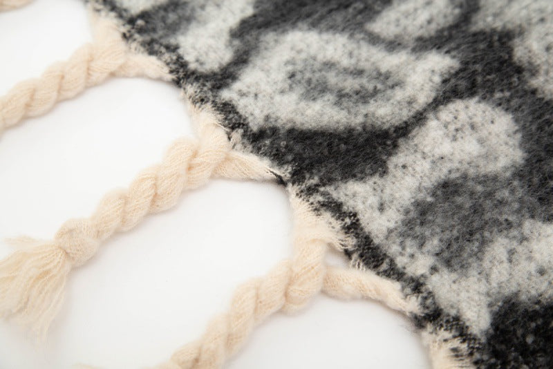 Winter Color Contrast Tassel Thick Warm Scarf