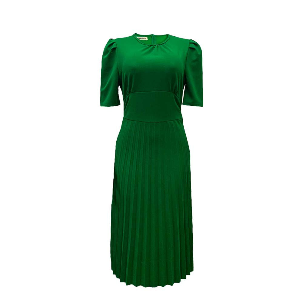 Elegant Solid Color Maxi Dress With Pleats