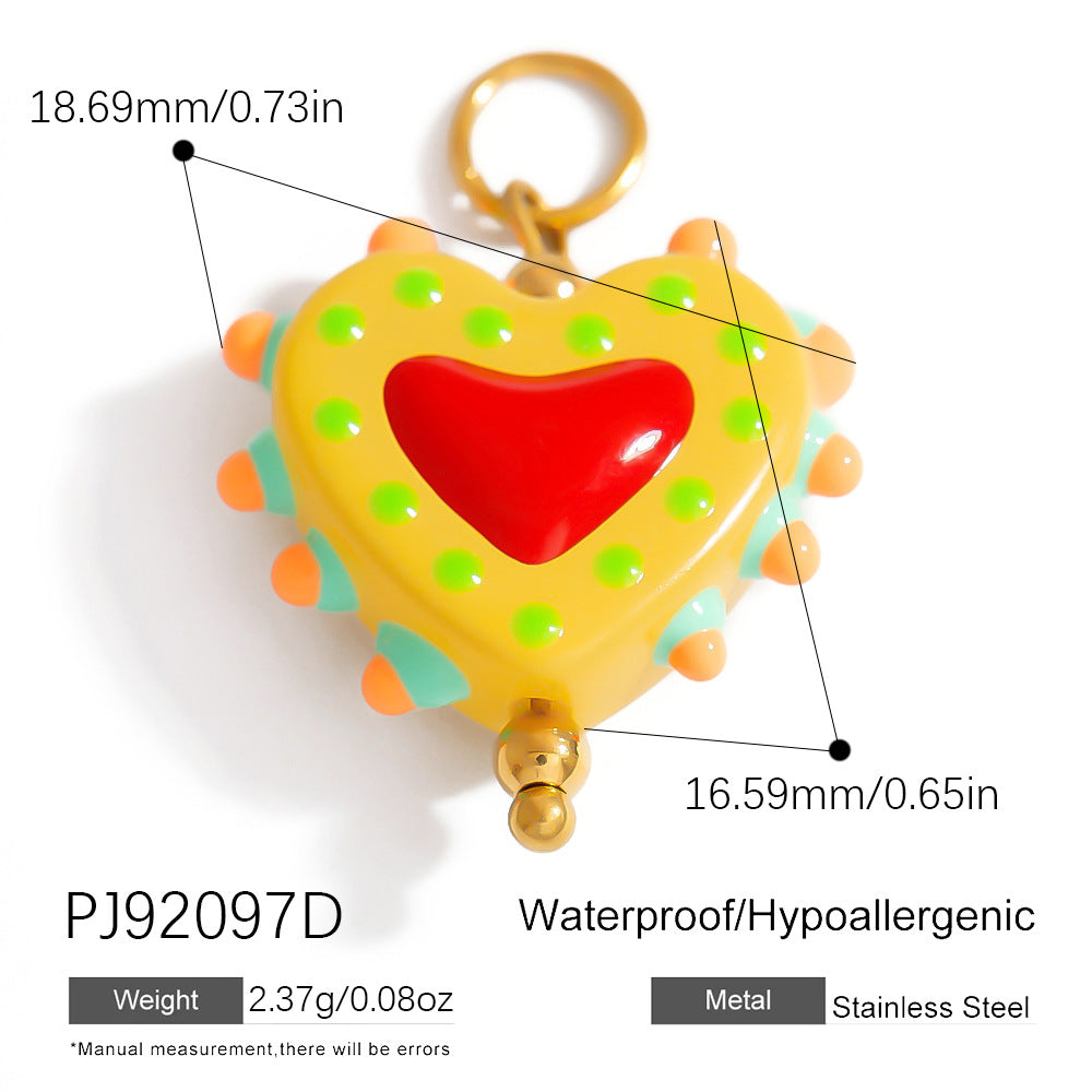 Hand-Painted DIY Jewelry Accessories Summer Dopamine Glass Heart Pendant