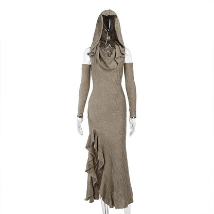 Vintage Style Long Dress with Texture Fabric