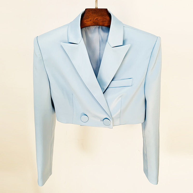 Stylish Satin Crop Blazer And Shorts Set