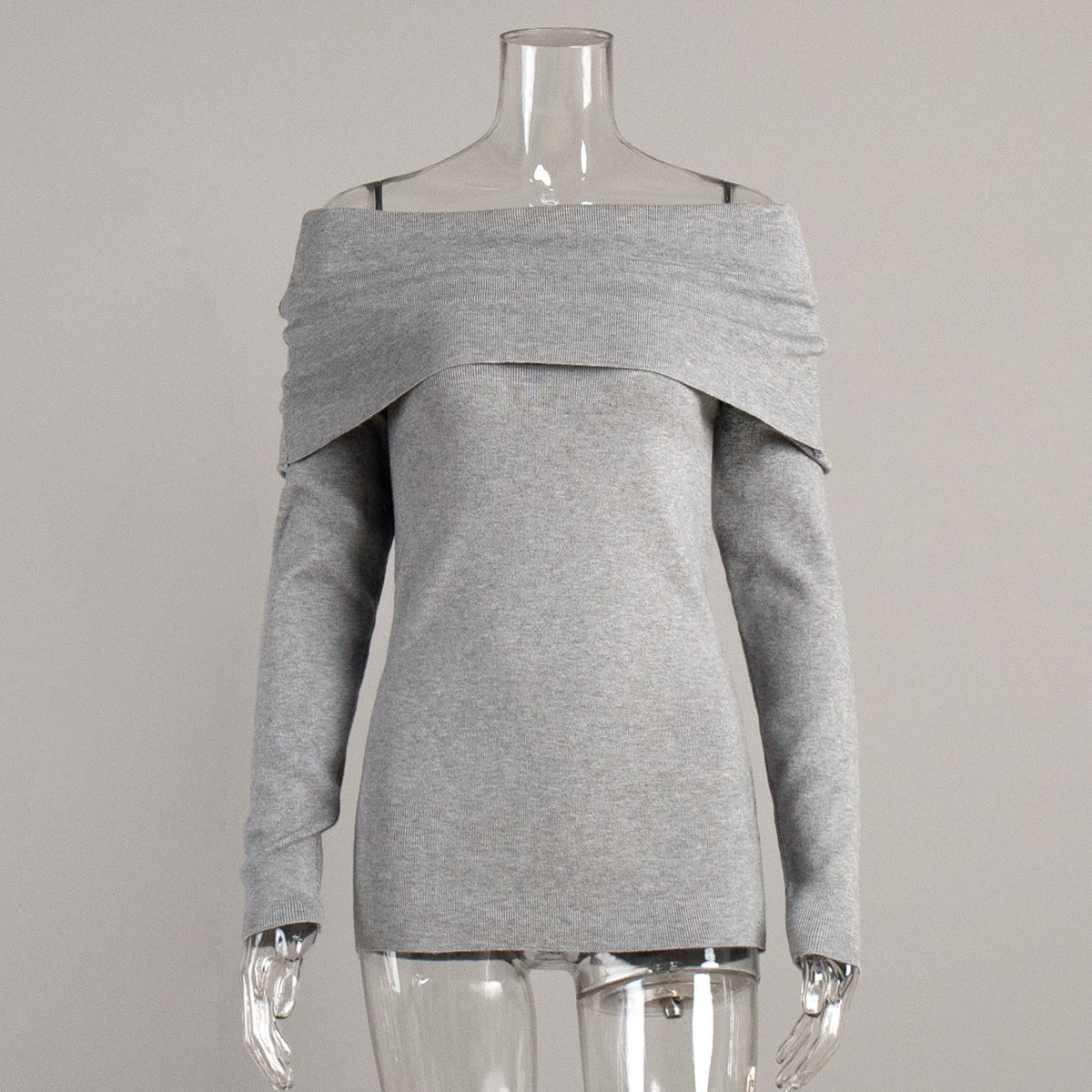 Off-The-Shoulder Knit Sweater Elegant Fitted Design