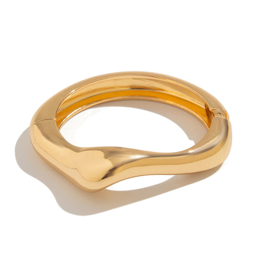 Exaggerated Irregular Curved Polished Alloy Bracelets Set