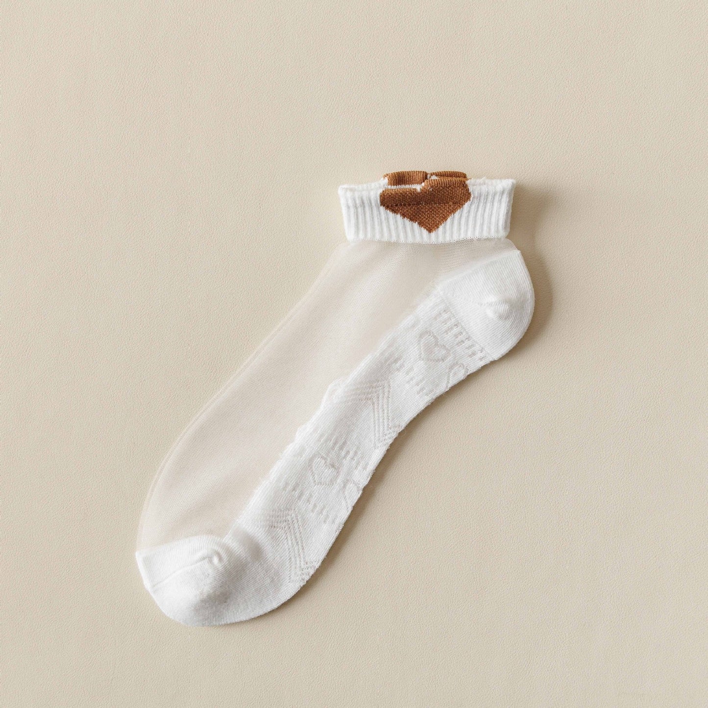 Rufia -  Breathable Sheer Ankle Socks with Bear Pattern