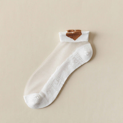 Rufia -  Breathable Sheer Ankle Socks with Bear Pattern