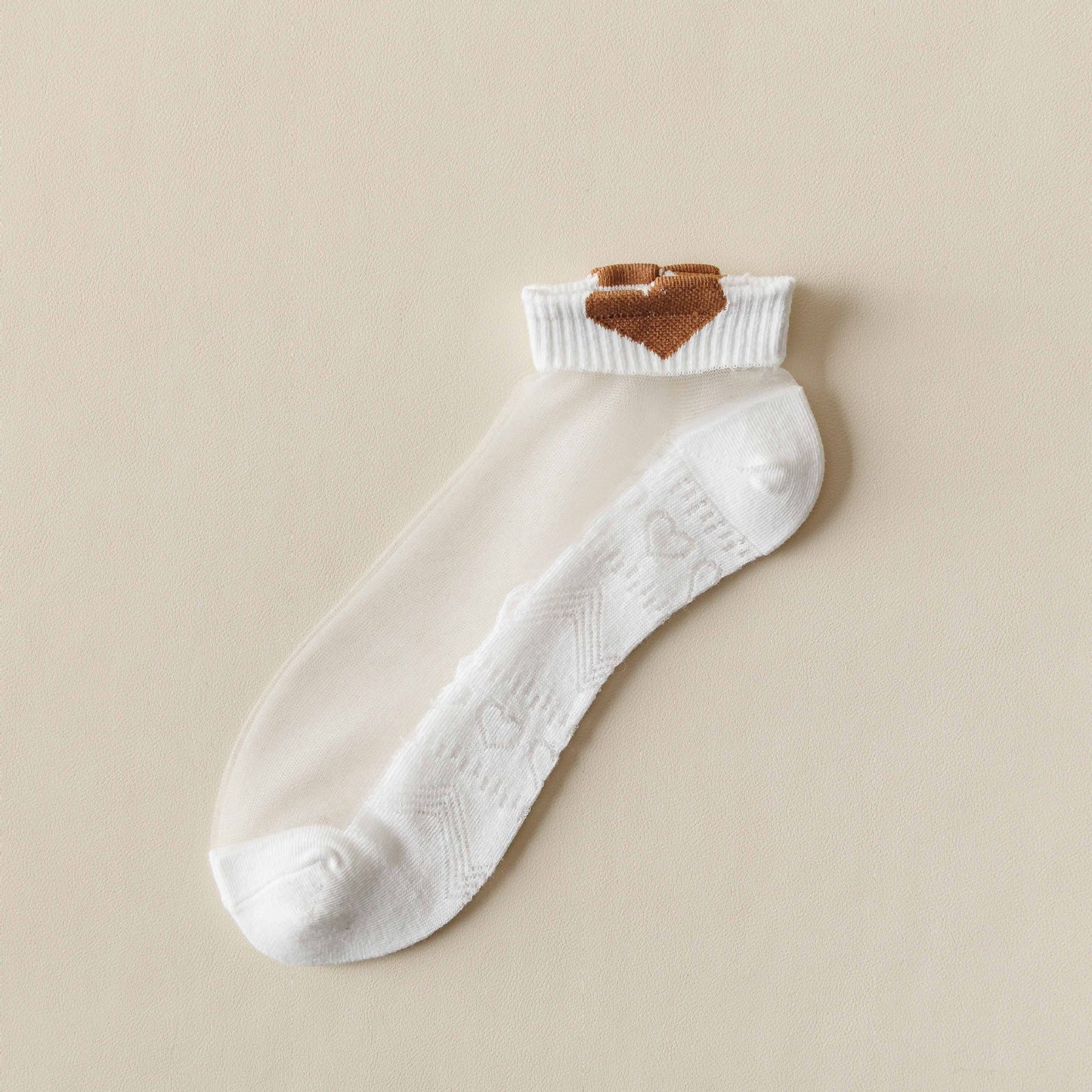 Rufia -  Breathable Sheer Ankle Socks with Bear Pattern