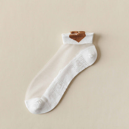 Rufia -  Breathable Sheer Ankle Socks with Bear Pattern
