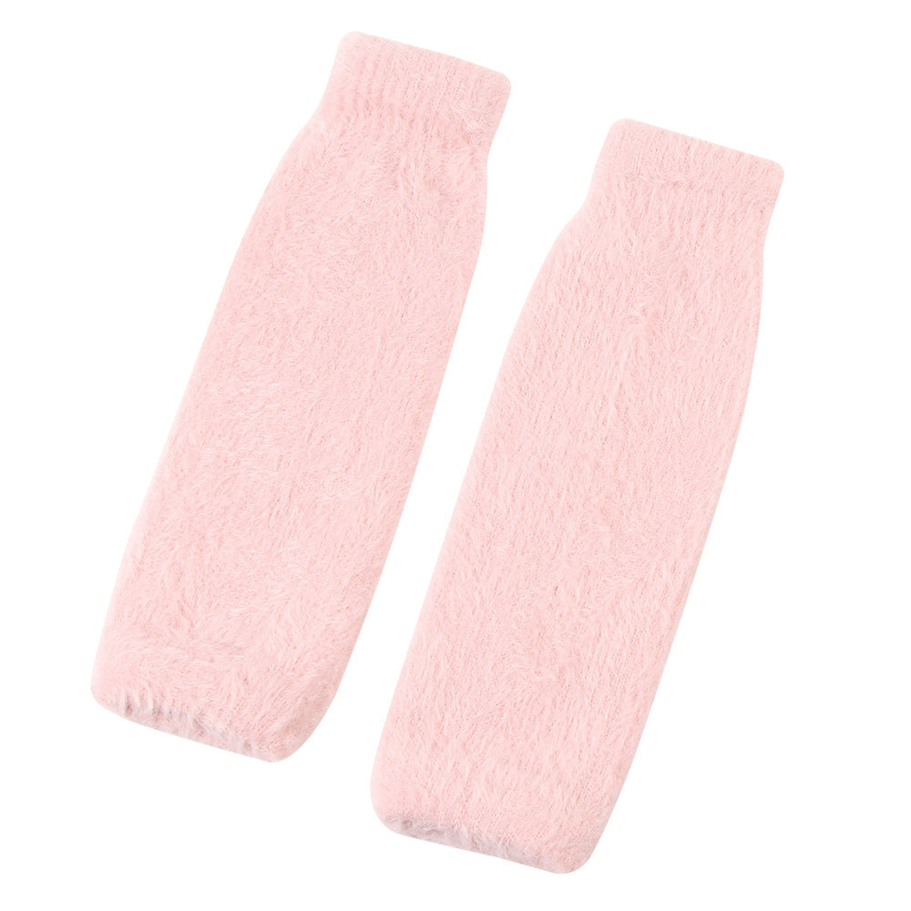 Cute Fuzzy Warm Solid Color Fingerless Gloves
