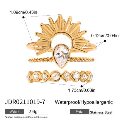 Zircon Layered Adjustable Wide Ring