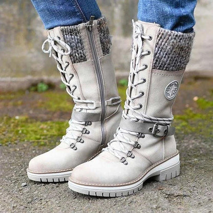 Mid-High Women'S Boots Autumn And Winter New Style Slope With Thick With Wool Stitching Martin Boots