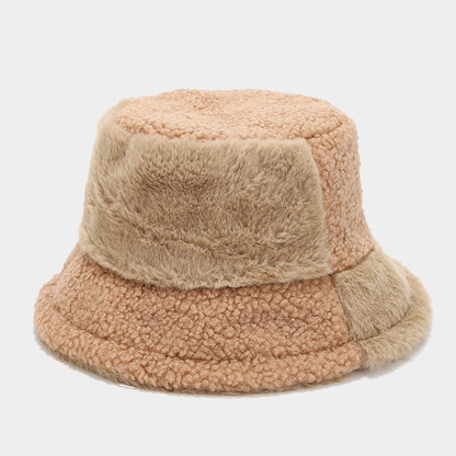 Trendy Color Block Thermal Wool Bucket Hat