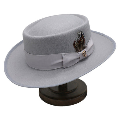 Trendy Pork Pie Wool Felt Hat for Men and Women