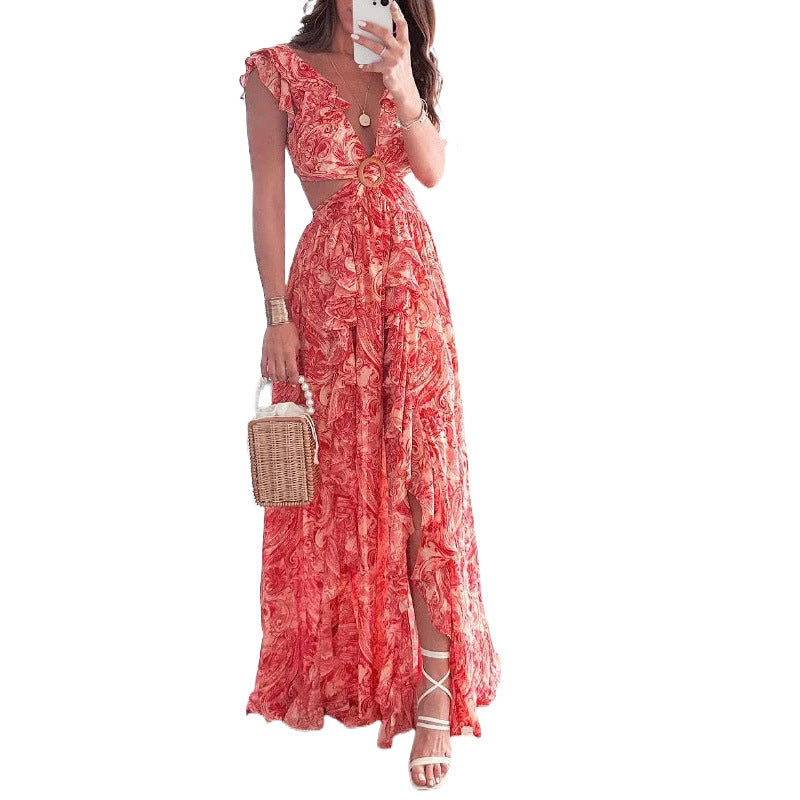 Sexy Hollow Out A-Line Dress Casual Women's Dress