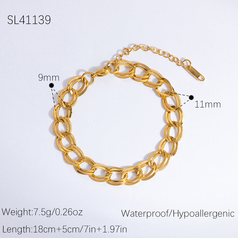 Geometric Stainless Steel 18k Gold Plated Layered Necklace for Women
