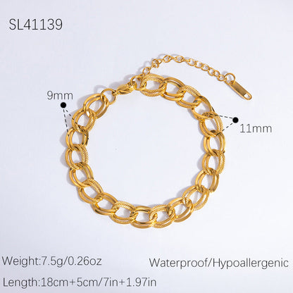 Geometric Stainless Steel 18k Gold Plated Layered Necklace for Women