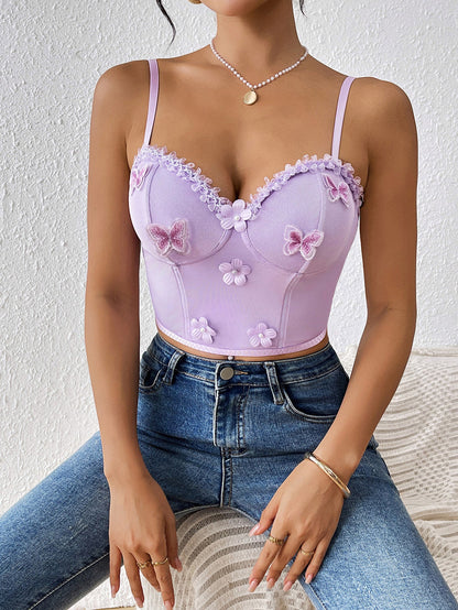Sexy Embroidered Butterfly Bralette With Floral Design