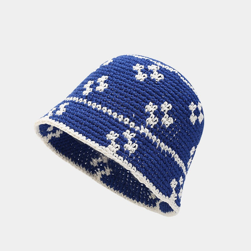 Floral Crochet Knit Classic Bucket Hat