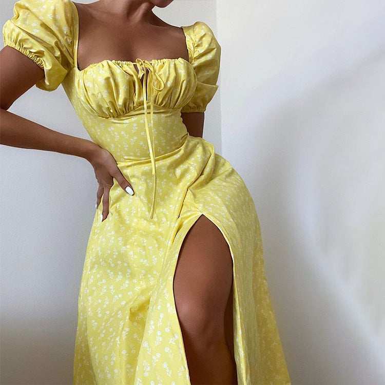 Floral Print Backless Midi Dress