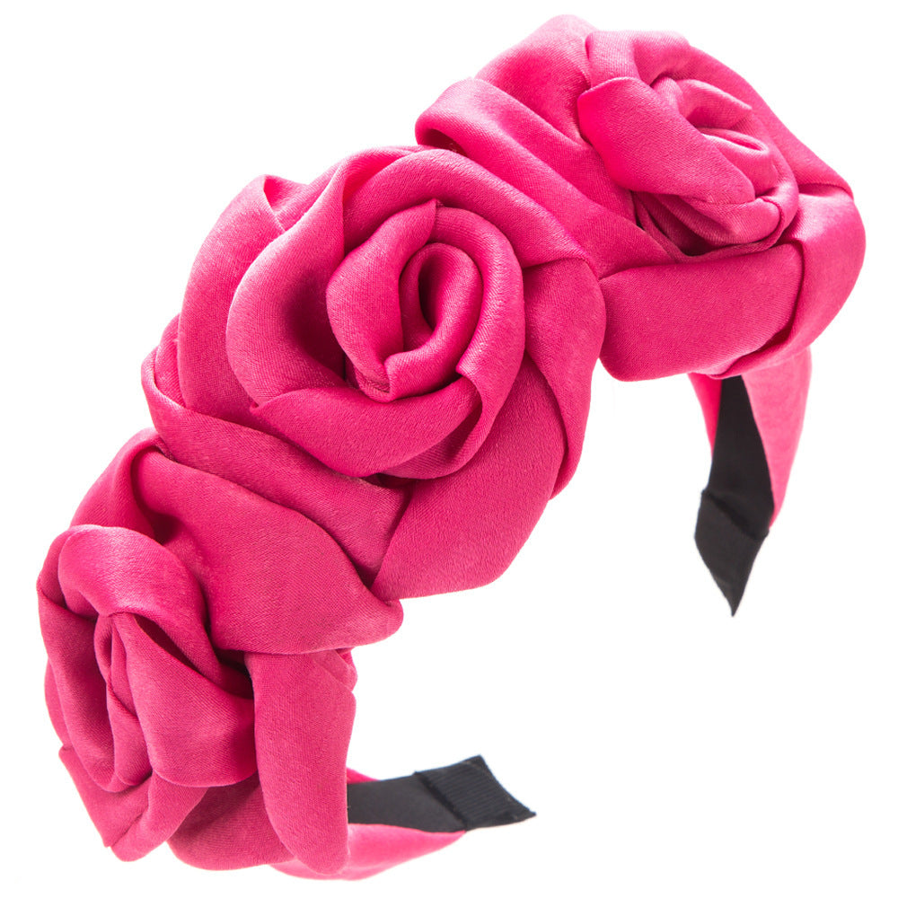 Handmade Rose Fabric Headband Vintage Floral Hair Accessory