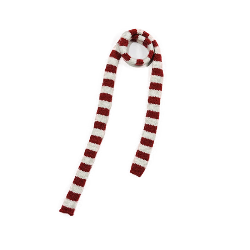 Striped Knit Scarf for Women - Acrylic Warm Fashion Accessory