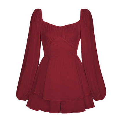 Trendy Women's Jumpsuit With Ruffle Shorts