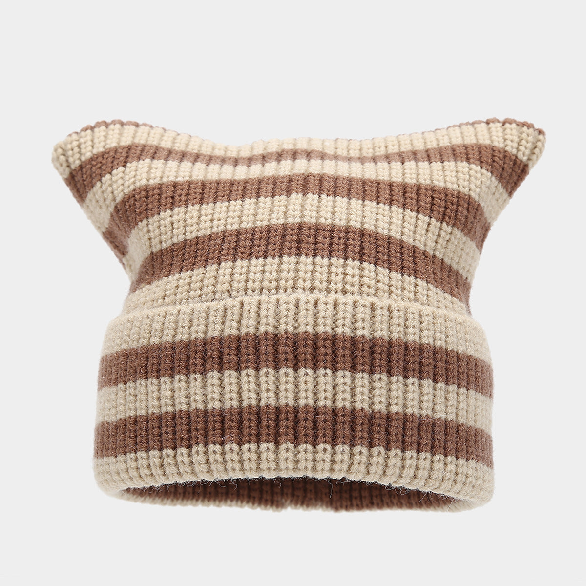 Winter Beanie Striped Color Contrast Warm Knit Hat
