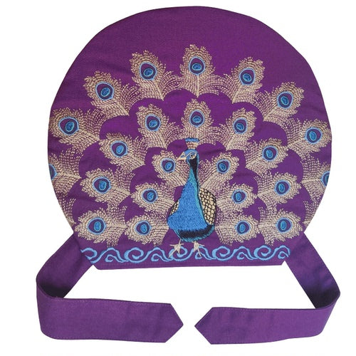 National Style Embroidered Thin Cotton And Linen Hat Women'S Hat Peacock Embroidered Hat Tie Scarf Hat