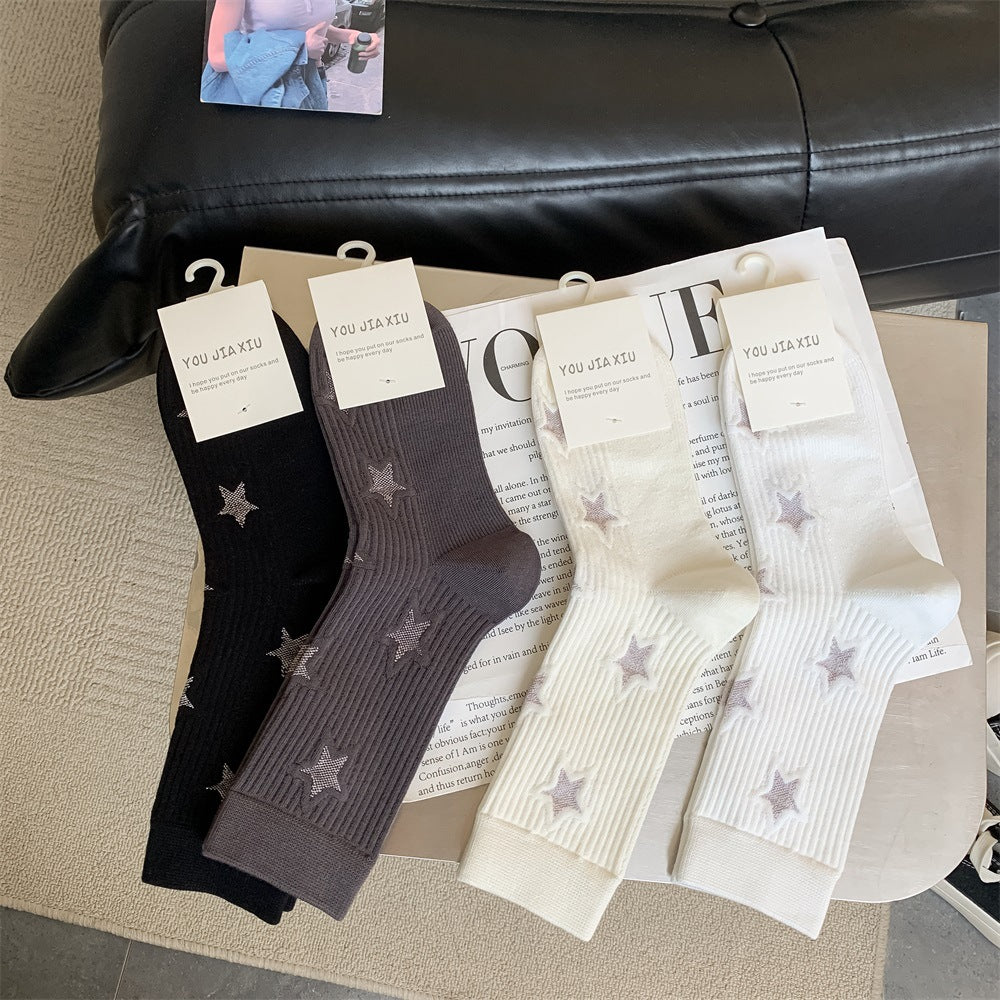 Star Simple Ribbed Daily Socks