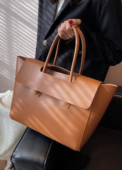 Spacious Pu Tote Bag With Minimalist Flap Design