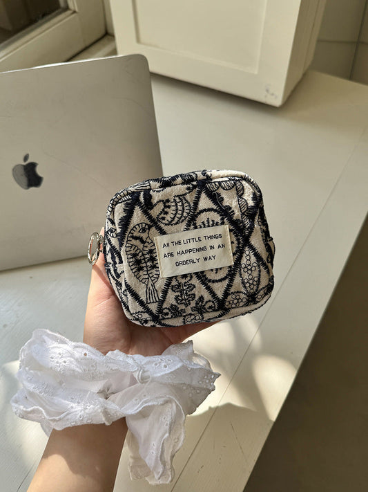Embroidery Mini Makeup Bag Multi-Functional Wallet