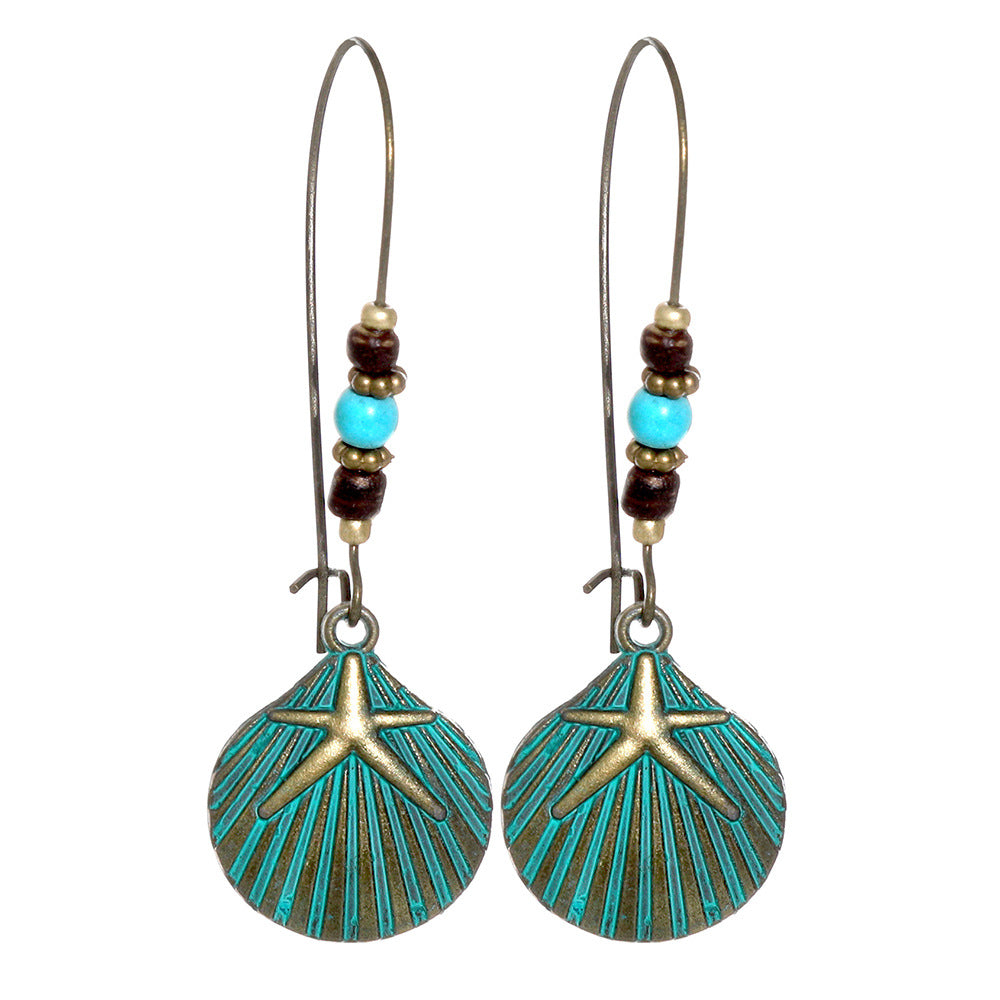 Vintage Floral Leaf Design Turquoise Alloy Earrings