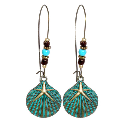 Vintage Floral Leaf Design Turquoise Alloy Earrings