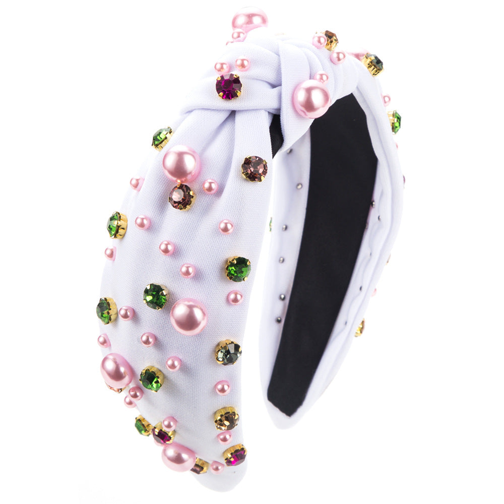 Bean Pearl Headband with Knot Elegant Pearl Hair Accessories