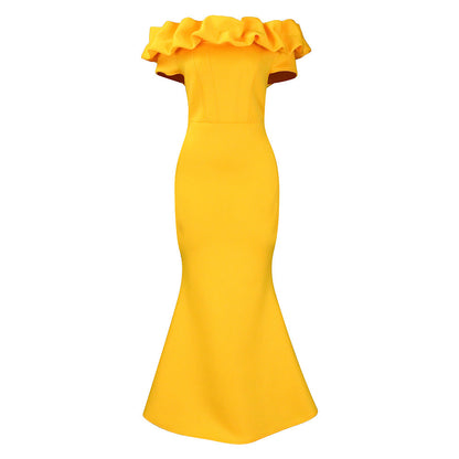 Elegant Off-Shoulder Mermaid Maxi Dress Casual Gown