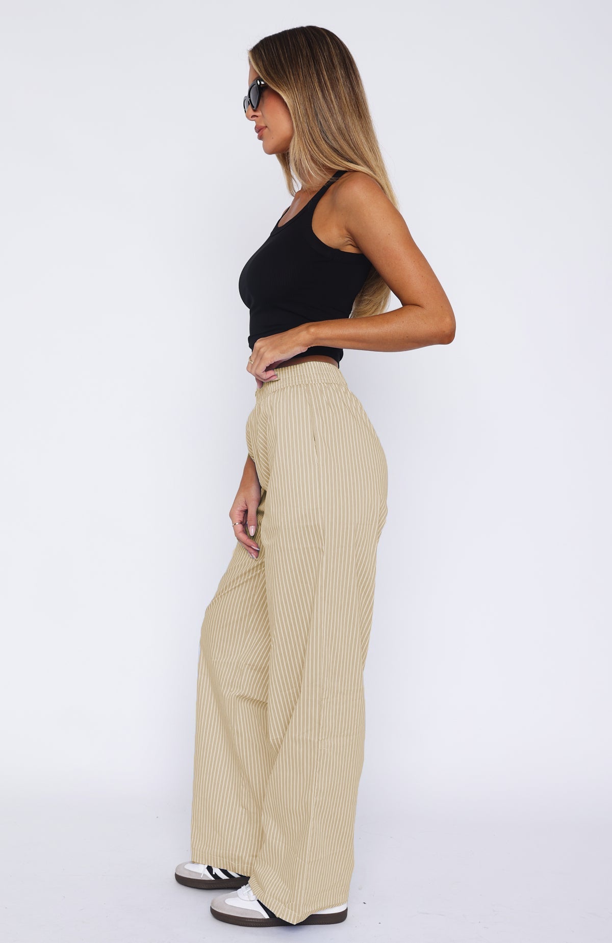 Simple Striped Casual Straight Leg Pants