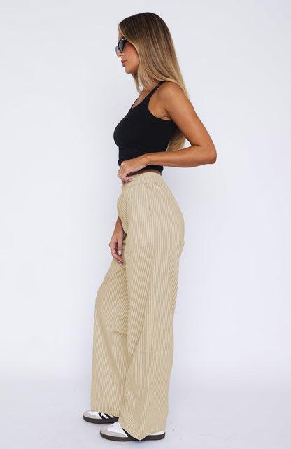 Simple Striped Casual Straight Leg Pants