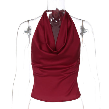 Sexy Backless Slim Fit Chiffon Top for Casual Wear