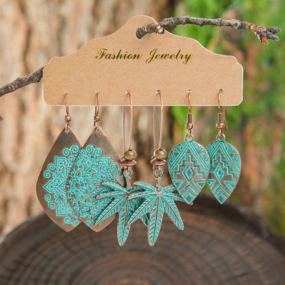 Vintage Geometric Hollow Earrings Alloy Holiday Style