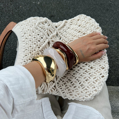 Trendy Geometric Resin Bracelet Elegant Alloy Bangle