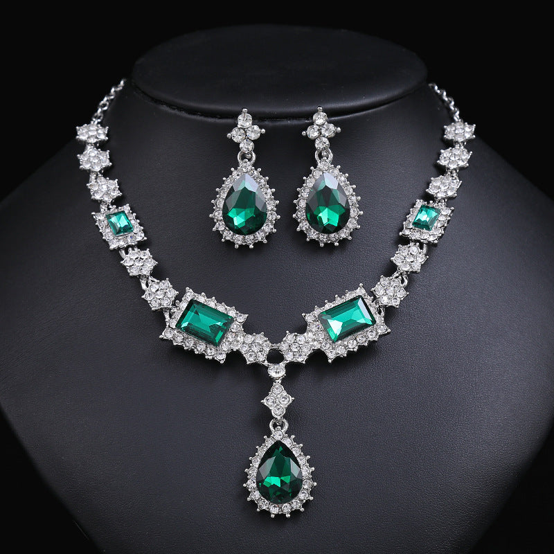 Trendy Fashionable Gemstone Necklace and Earring Set