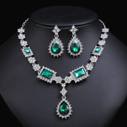 Trendy Fashionable Gemstone Necklace and Earring Set