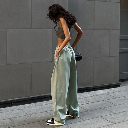 Trendy Wide-Leg Casual Pants with Drawstring Waist