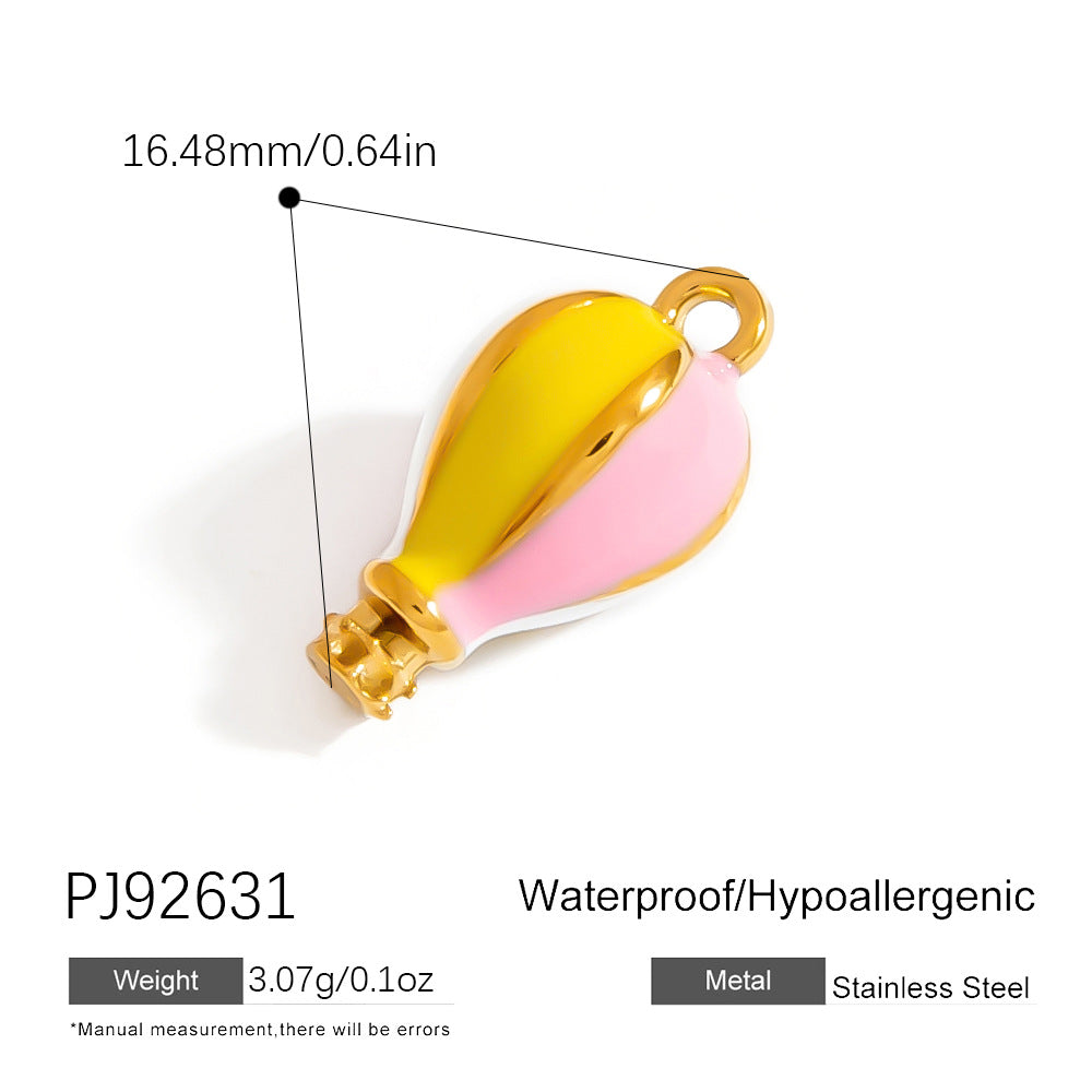 Colorful Oil-Drop Fish Heart Pendant Steel DIY Jewelry Accessories