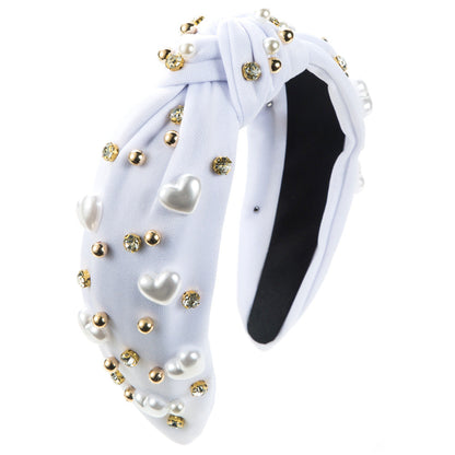 Trendy Heart Shaped Pearl Headband for Women