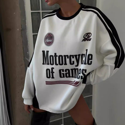 Vintage Letter Print Loose Hoodie